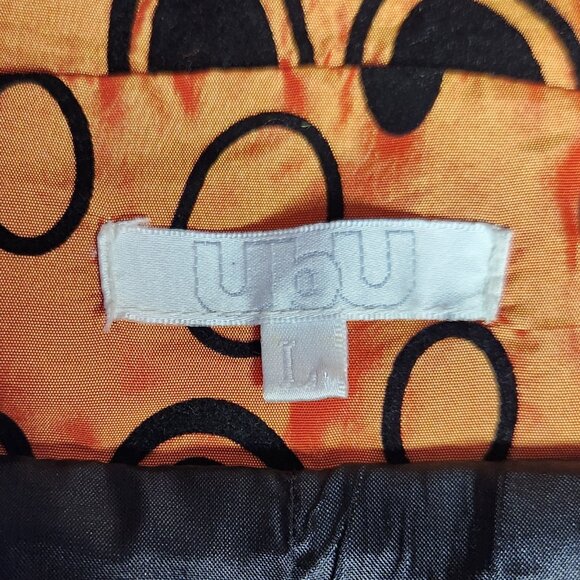 UBU Size L Jacket Shimmery Orange Black Geometric Statement Eye-catching - Picture 8 of 9